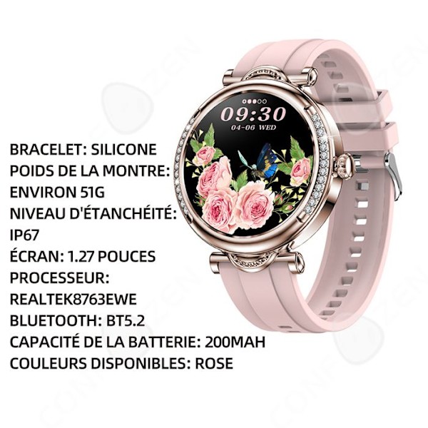 C Smartwatch ip67 bluetooth 5.2 vandtæt aktivitets tracking skridttæller kalorier sportsur smartwatch til kvinder pink farve