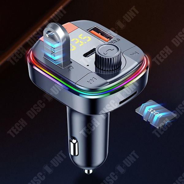 TD® Bluetooth FM-lähetin auto MP3-soitin bluetooth seitsemän väriä tunnelma hengitys lamppu QC3.0 pika lataus versio PD
