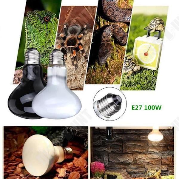 TD® E27 100W Infrarød Varme Lampe UVA Terrarium Vivarium Reptil Varme Sort