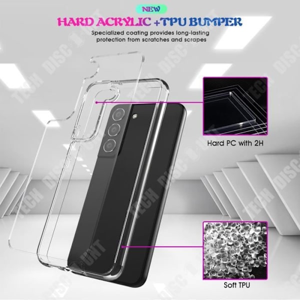 TD® Transparent telefonkappe med anti-fingeraftryk til Samsung Galaxy S22, TPU materiale i støvafvisende metaltekstur