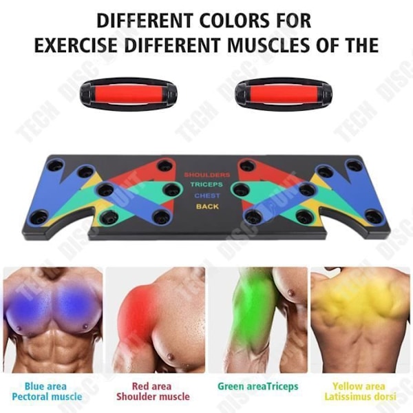 TD® Fitnessudstyr push-up brædt muskel bryst og rygøvelse multifunktionel støtteplade 9 i 1