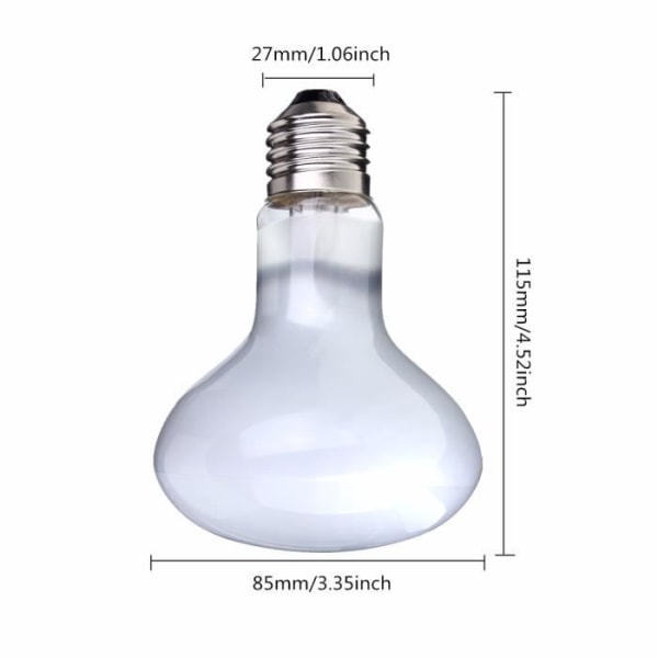 E27 100W Infrarød Varme Lampe UVA Terrarium Vivarium Reptil Varme Hvid