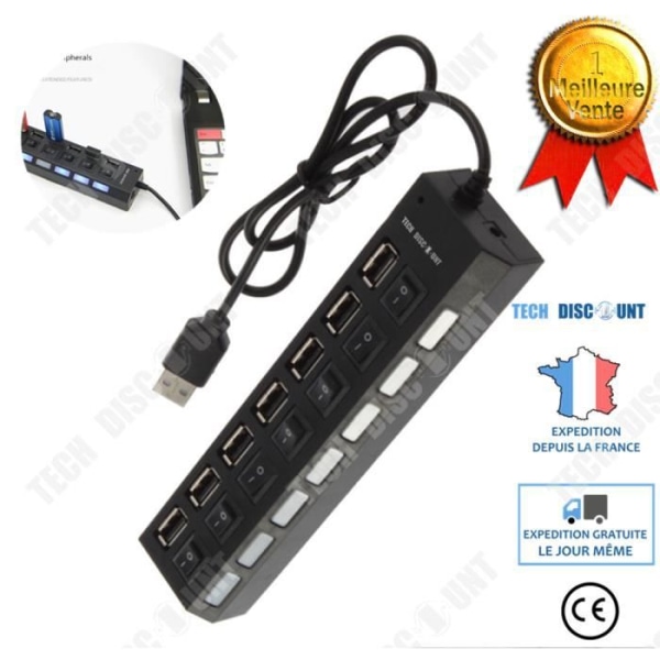 TD® Concentrator hub 3.0 ethernet 7 porte multiprise usb netværk multiple nøgleadapter oplader hurtig telefon computer afbryder