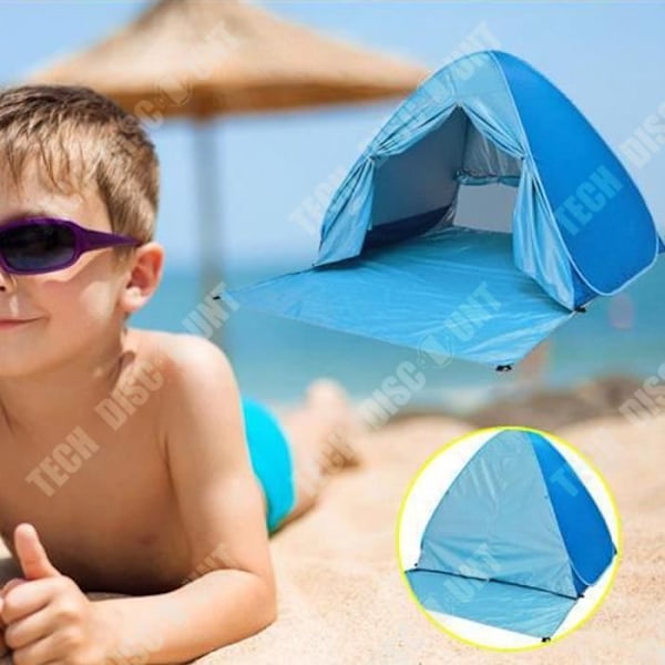 TD® Strandtelt 200×165×130CM Solbeskyttende belægning Med dørgardin Soltelt til strand