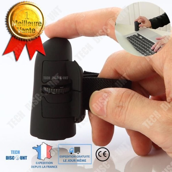 TD® trådlös mus Ergonomisk fingerring WiFi Optisk Tyst Smart Finger USB Vertikal PC High Definition Black Universal