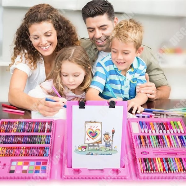TD® Maalaustarvikkeet 208 osaa kaksipuoleinen easel oppilaille akvarellikynäsetti lapsille pasteliliidut öljyyn