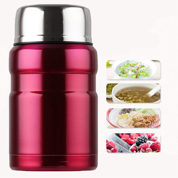 Isoleret madkasse TD® vakuumkande i rustfrit stål rød kapacitet 800ML vandkrus stort diameter