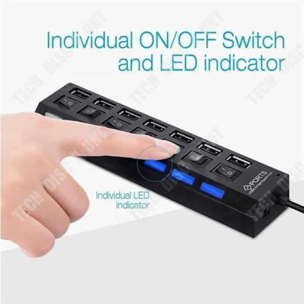 TD® Hub USB2.0 med uafhængig switch HUBUdvidelsesfordeler 7 bits Hub USB 7 hulrum
