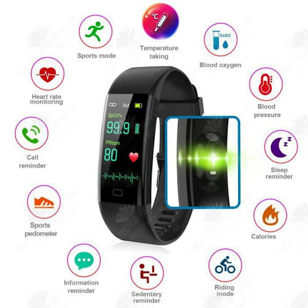 HTBE® Smart sports bracelet smart watch black sports bracelet waterproof sports watch suitable for young people
