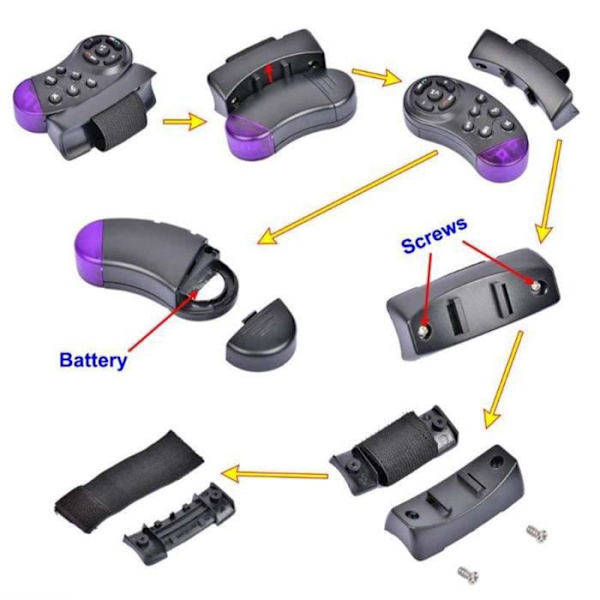 Trådlös fjärrkontroll - Bil - MP3 Controller - 11 nycklar - Svart + Lila - ASB svart + lila