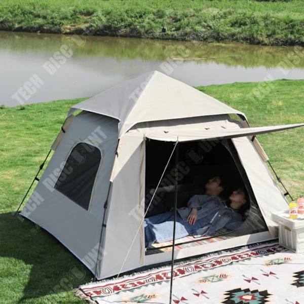 TD® Camping i det fri automatisk vinyl telte med to døre og to vinduer, automatisk foldbar park-telt med fire sider.