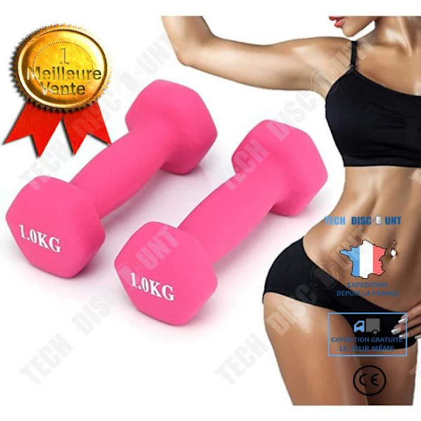 TD® Damer og børn dykker dumbbell 1 kg farve gummibelagt hexagonal rund hoved støbejern dumbbell