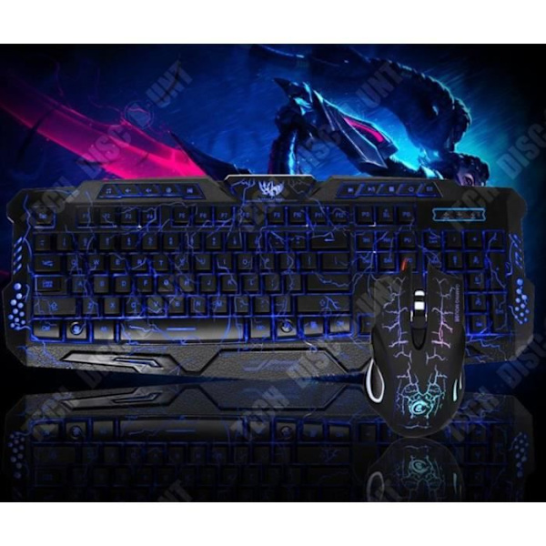 Gamingtangentbord och mus - TD® - LED 2.4G - Kabelansluten - Ergonomisk - LED-bakgrundsbelysning