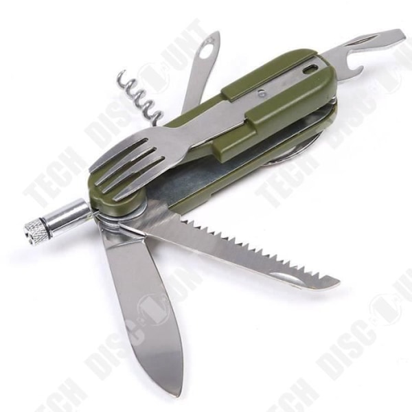 TD® Outdoor LED-servis - Rostfritt stål Light Camping Porslin Gaffel Sked Kniv Flasköppnare Set