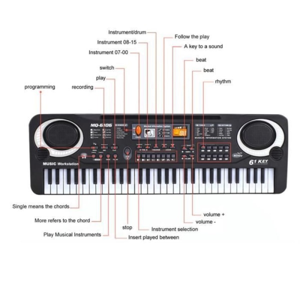KIDS 61 Keys Synthesizer Keyboard musikleksak elpiano present med mikrofon EU-kontakt tidigt läromedel
