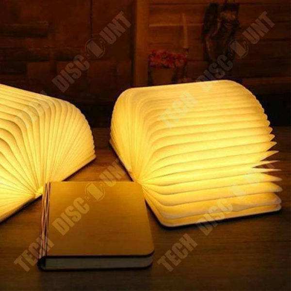 TD® LED dekorativ nattlampa Trä hopfällbar boklampa med USB-laddning (varm vit)
