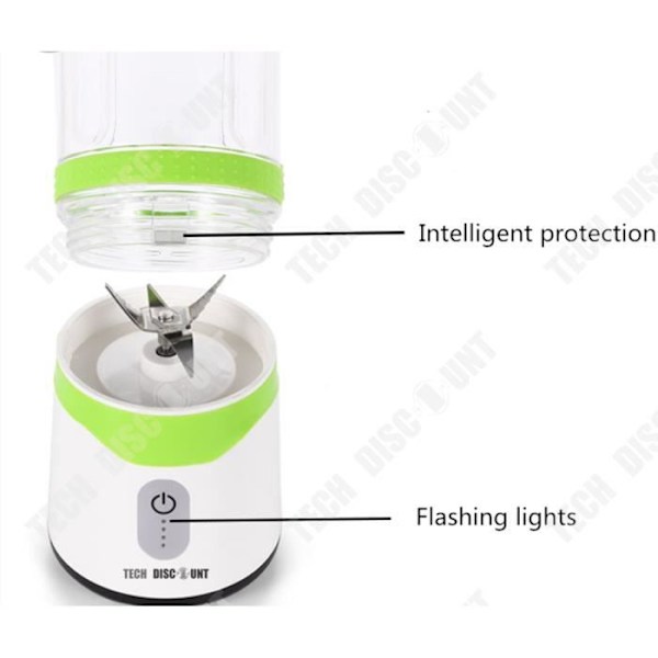 Mini smoothie blender til baby, håndmixers med 500ml drikkeflaske, genopladelig USB elektrisk hakkemaskine bærbar.