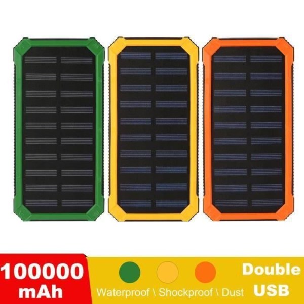 TE 10000 Mah Power Bank Universal Solar Externt Batteri Camping Vandring Med Led-lampa Dual Usb - TENHP0220A0052