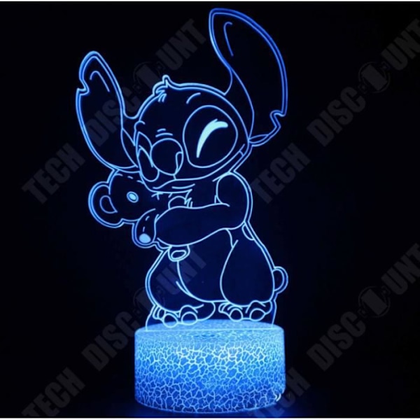 TD® 3D LED nattlampa för barn Lilo Stitch - Sänglampa för pojke och flicka - 16 färger - AM1476