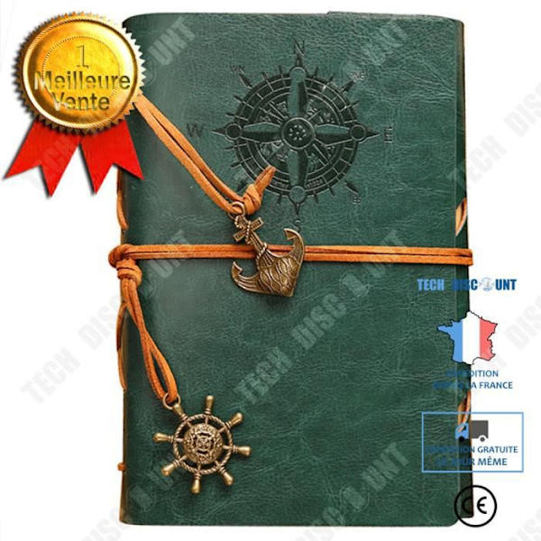 TD® Rétro europæisk kasse rejse læderarmbånd pirat stor bog notesbog blank kraftpapir