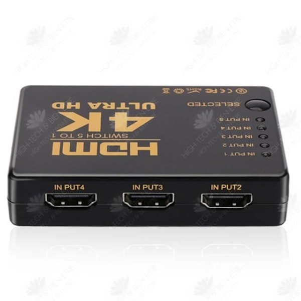 HTBE® HDMI Switch Separator, fem-i-en-output Switch 4K med højopløsnings fjernbetjening høj kompatibilitet