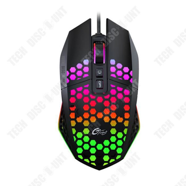 TD® Honeycomb Design-mus, trådbunden spelmus, RGB-belysning, USB-mus för sportdator