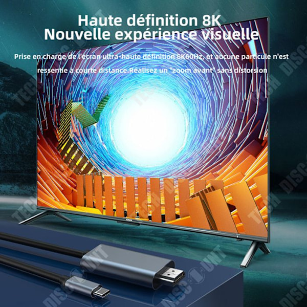 TD USB-kaapeli 2M HD 8 K 60 Hz matkapuhelimille ja tietokoneille PVC-kaapeli USB-C USB-C -kaapeli TypeC