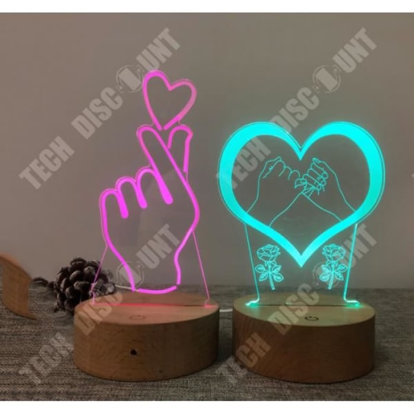 Bordslampa - TD® - 3D Heart - 7 Färger - Fjärrkontroll - LED-belysning 7 färger