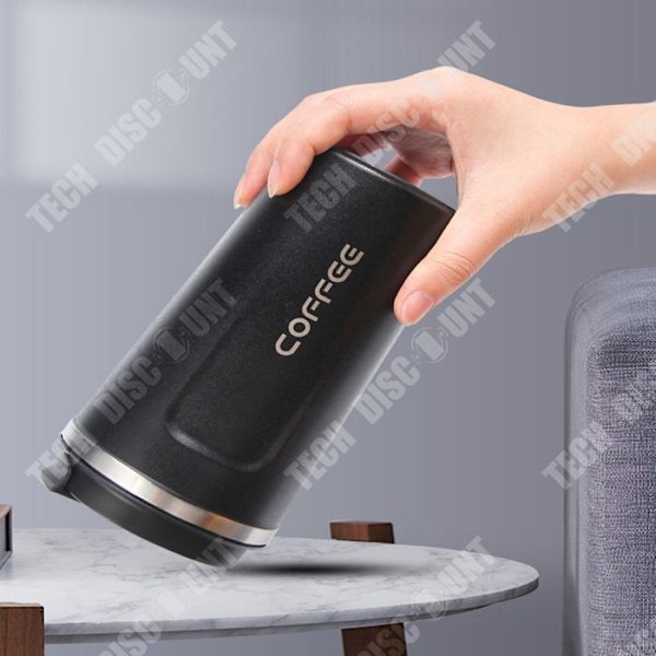 TD® isolerad kaffemugg 380 ml svart återanvändbar 304 rostfritt stål isolerad kopp med lock Varm och kall kaffekopp