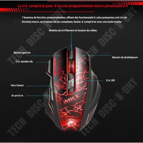 Spilmus - TD® - Kablet - 3200 dpi - 7 knapper - Ergonomisk med RGB lys