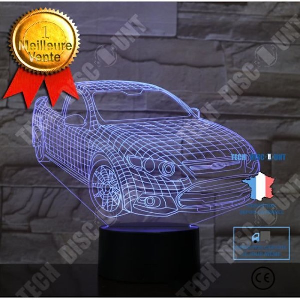 TD® Dekorativ USB-bil 7 färger Fjärrkontroll Optisk illusion Nattljus 3D-visualisering Bordsbordslampor 3D-glöd CV84381