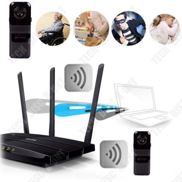 TD® Wifi-USB-kätketty kamera langaton vakoiluturva silmälasit kotikäyttöön 1080p yönäkö huomaamaton pieni mini infrapuna musta
