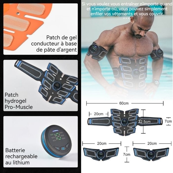 TD® Kit Abdo Belt Fitness Stimulator för 8 buken Bodybuilding Stickers