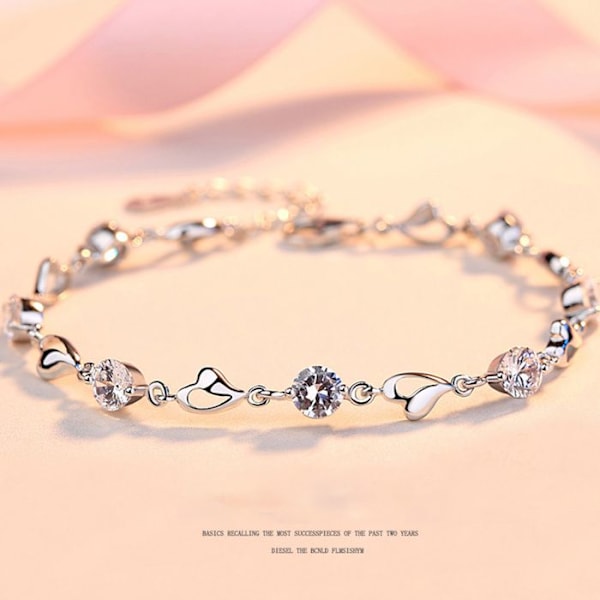 Armband - TD® - Dam - 925 Silver - Zirkonium - Anti-allergisk Vit