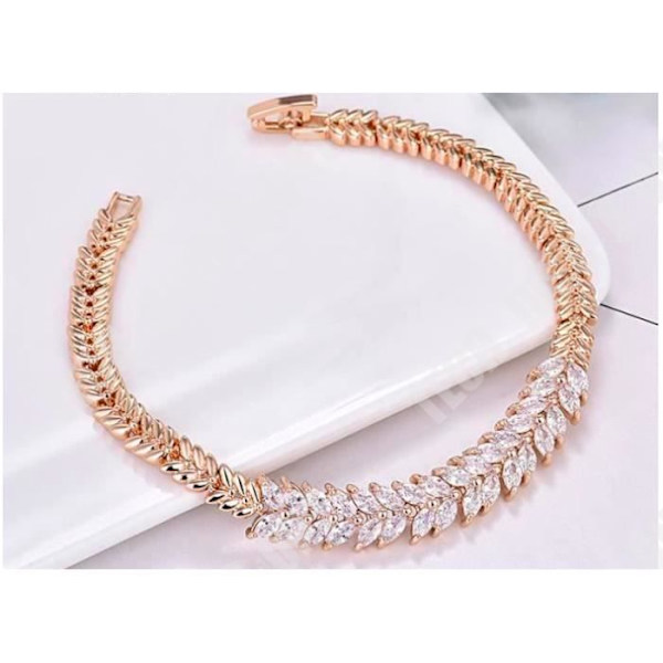 Armband - Kvinna - Roséguld - Löv - Strass - Cubic zirconia rosa guld