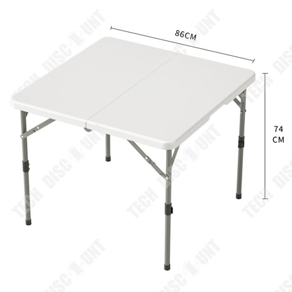 TD® Foldable table 86*86*74 cm firkantet foldebord indendørs, kompakt og bærbar foldebord til camping udendørs og indendørs hvid