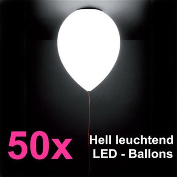 50x vita LED-ballonger för födelsedag julbröllopsfest barnballonger