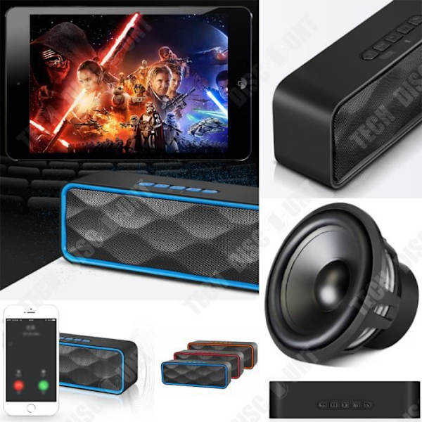 TD® Kannettavan bluetooth-kaiutin pc-auto iphone musta langaton hands-free musiikkilaitteet audio voimakas basso