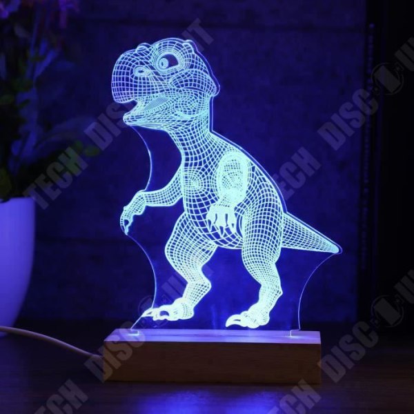 TD® Nattljus Dekorativt Dinosauriemönster 3D LED Nattlampa Illusion Light Skrivbordslampa Blå Färg Dekoration