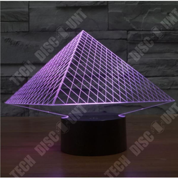 TD® Pyramid 3D akryylilamppu stereo-näkö 7 värimuutosta USB makuuhuoneen yöpöytä yövalo luova lomakoriste m