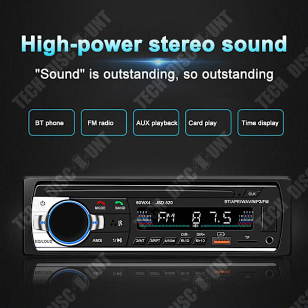 TD® Bluetooth bilradio MP3 en enkel guldsmed med Bluetooth bilhåndfri, dobbelt USB kortlæser