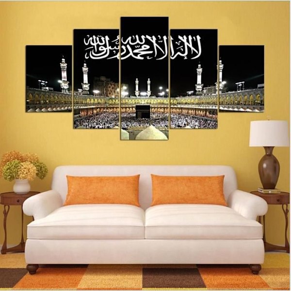 TD® lot 5 maleri islamisk moské shahada fem olie-malerier moderne blæk-kast vægteppe indendørs rammet maleri