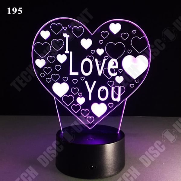 TD® Taktile dekorativ lampe med optisk illusion 7 farver - model jeg elsker dig - lavt forbrug USB-kabel 3 batterier