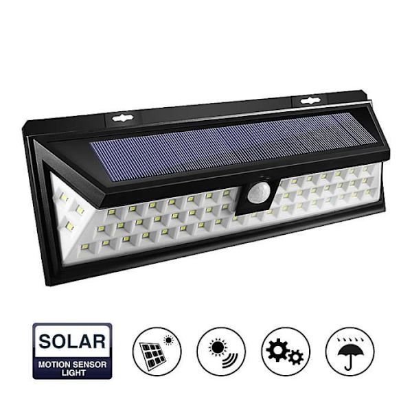 Udendørs solcellelampe NEÜFU - TD® 54 LED - Bevægelsessensor - Vandtæt - Bred vinkel Svart