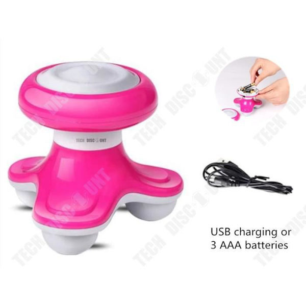Bärande massageapparat - TD® - Mini Wave - USB- eller batteridrift - Hårbotten, nacke, rygg - Rosa