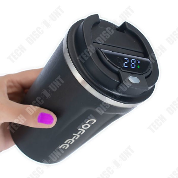 TD® isolerad kaffemugg 380 ml svart återanvändbar 304 rostfritt stål isolerad kopp med lock Varm och kall kaffekopp