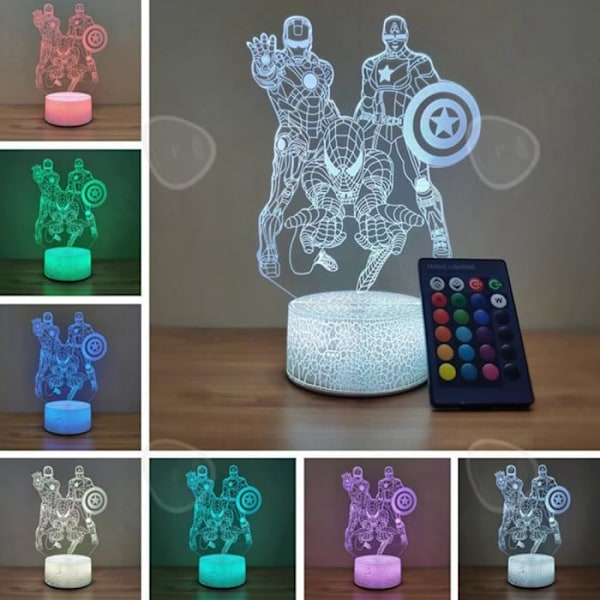 CONFO® Avengers, Spider-Man, Iron Man, Captain America, Touch Sixteen Colors, Crack Gift, Nattljus vid sängkanten