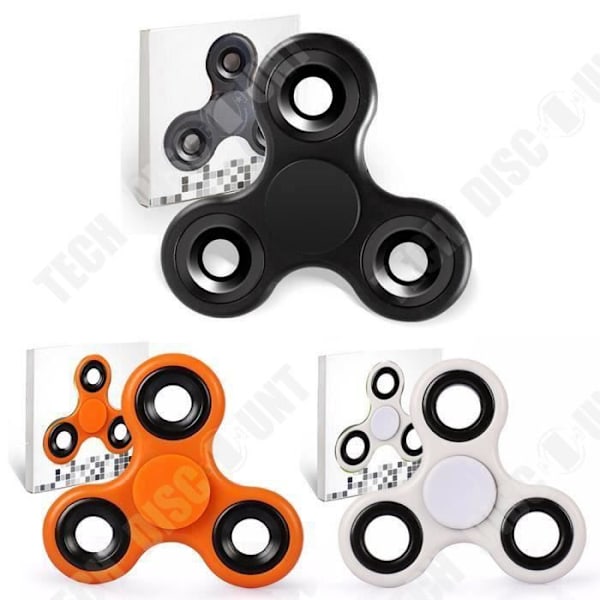 TD® Lot 3 Fidget Spinner-Trekantet Legetøj Til Voksne Børn- Fingerlegetøj- Afstressende- Anti-stress SORT- HVID- ORANGE