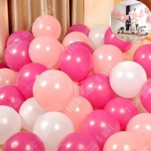 TD® Sæt med 100 Stykker Oppustelige Balloner - Rosa + Blød Rosa + Hvid 2,2 g - Mat Tykkelse 10 cm Latex Dekorationsballoner