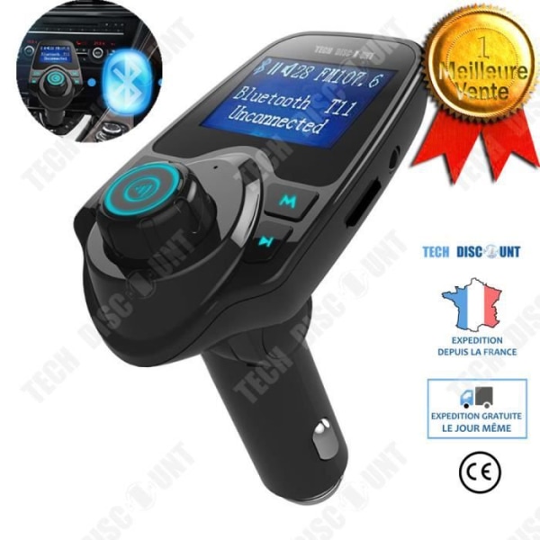 TD® Bluetooth FM-sändare kompatibel bil USB SD-kortläsare Trådlös laddare iPhone Smart handsfree FM-radio